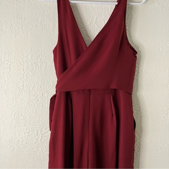 Lulu’s Like It Like That Wine Red Sleeveless Surplice Jumpsuit - Picture 10 of 13